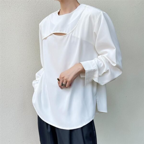 A452 --6136--P65 Minimalist Style Round Neck Long Sleeve T-shirt