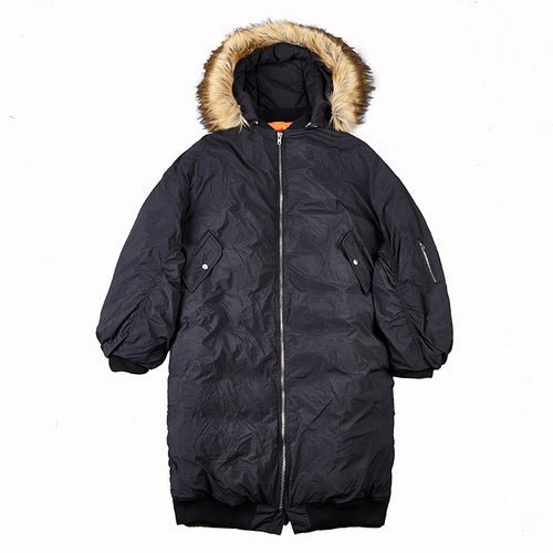 HX004P400 Original Korean East Gate Style Fur Collar Long White Duck Down Down Down Coat Army Green Coat