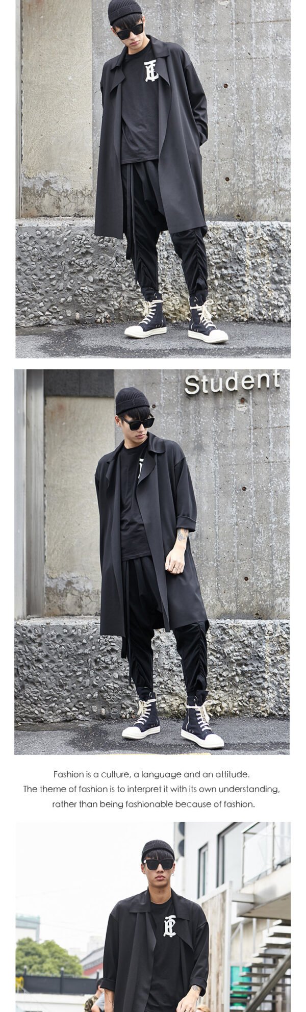 Y011P105 Original New Dark Tide Cool Yohji Yamamoto Style Men's Long Simple Trend Outside Windbreaker