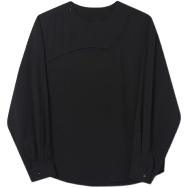 A452 --6136--P65 Minimalist Style Round Neck Long Sleeve T-shirt