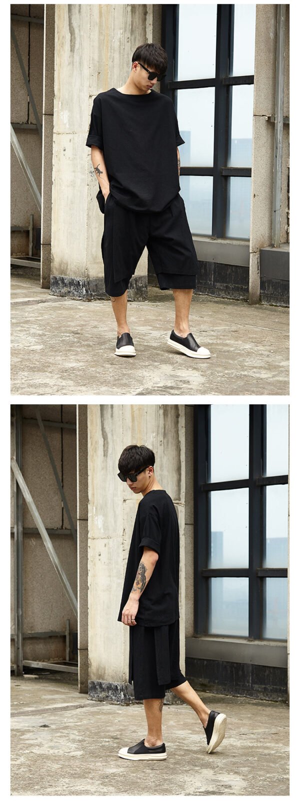 TP13P145  Original Summer Seven Sleeves Men with Loose Linen Day Cotton and Wide LegsSet