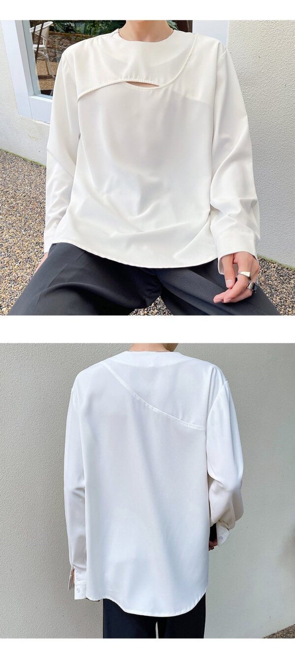 A452 --6136--P65 Minimalist Style Round Neck Long Sleeve T-shirt