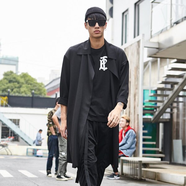 Y011P105 Original New Dark Tide Cool Yohji Yamamoto Style Men's Long Simple Trend Outside Windbreaker