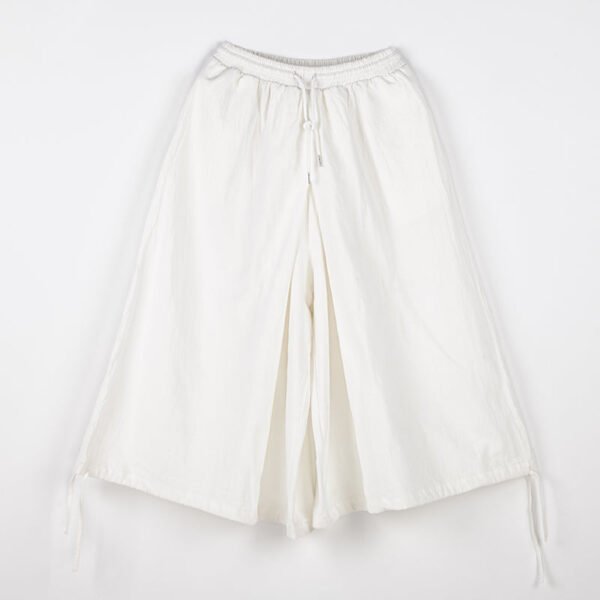 X044p85 Original DesignJanpese Style Cotton Hemp Loose Wide Leg Drawstring Dark Men's Casual Pants Skirt Retro