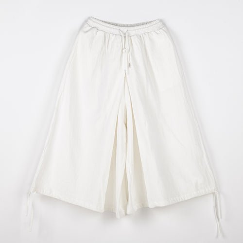 X044p85 Original DesignJanpese Style Cotton Hemp Loose Wide Leg Drawstring Dark Men's Casual Pants Skirt Retro