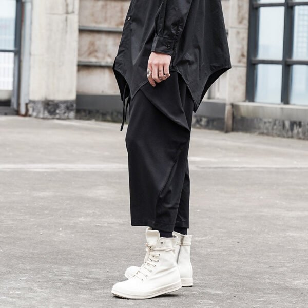 X078P90 Original Design Dark Japanese Yamamoto Style Hairstylist Loose Cross Crotch Male Casual Pants