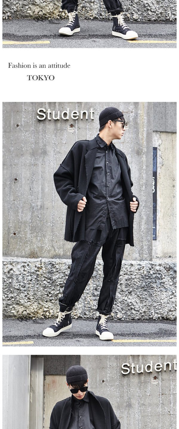 Y010P195 Original Winter New Japanese Nee Coat Men's Wool Double Shredded Coat Korean