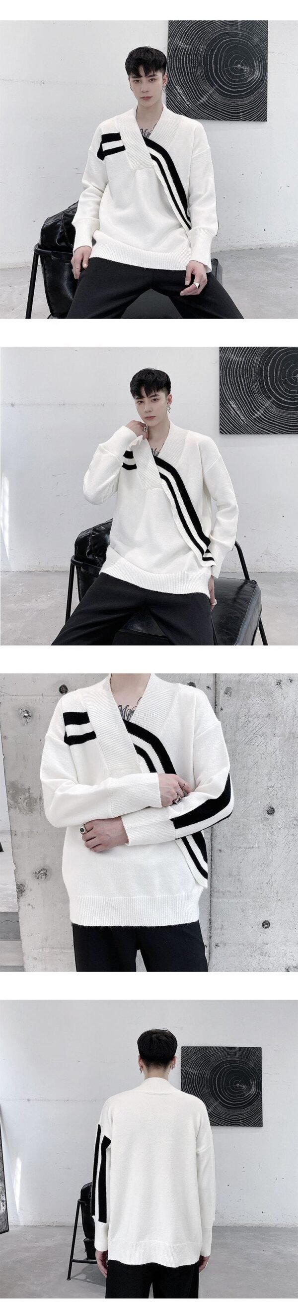 My36 Original Korean Version Versatile Fashionable Color Contrast Fashion Personalized Pullover