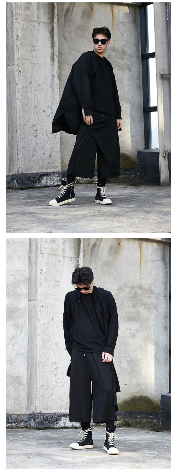 X006p90 Original Design New Men's Loose Casual Wide Leg Pants Yamamoto Style Yohji Dark Skirt Pants