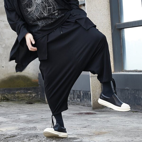 X043P80 Original Designer Style Yoji Mountain Black Pants Drawstring Men Nine Points Casual Pants