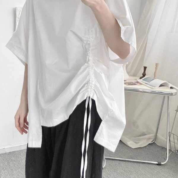 C1908 P40 Japanese Loose Asymmetrical Short-sleeved Shirt