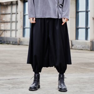 X070P95  Black Yamamoto Yewsi Style Men's Casual Pants Skirt