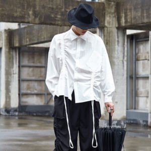 Y030p80 Original Design Men's and Women's Wide Version of Shoulder Off Yamamoto Style Dark Japanese Shirt