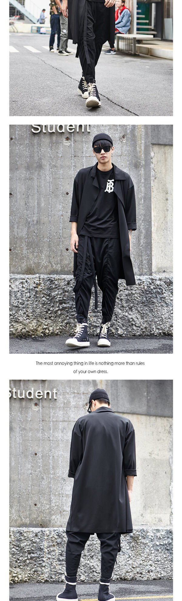 Y011P105 Original New Dark Tide Cool Yohji Yamamoto Style Men's Long Simple Trend Outside Windbreaker