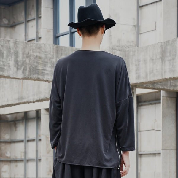 Y035P90 Original Design New Diablo Series Yohji Yamamoto Style Zipper Long Sleeve T-shirt