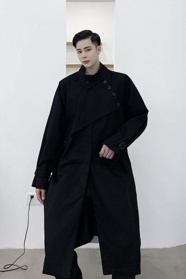 P1453996 Yamamoto Dark Original Personality Lapel Niche Dislocation Duplex Temperament Long Trend Windbreaker