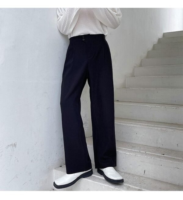 9702-P70 Autumn Simple High-grade Blue-gray Temperament All-match Trousers