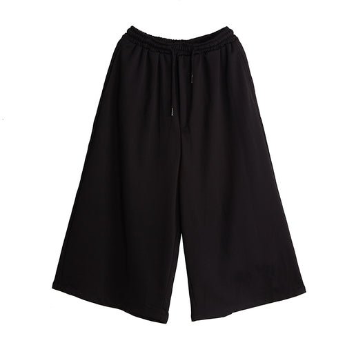 X046P75 Original Design Dark Black Yamamoto Yaoshi Style Men's Leisure Wide-legged Nine-point Pants