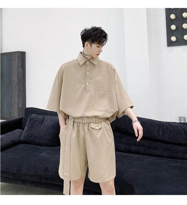 KK1351/P130 Pullover Short Sleeve Shirt Shorts Suit