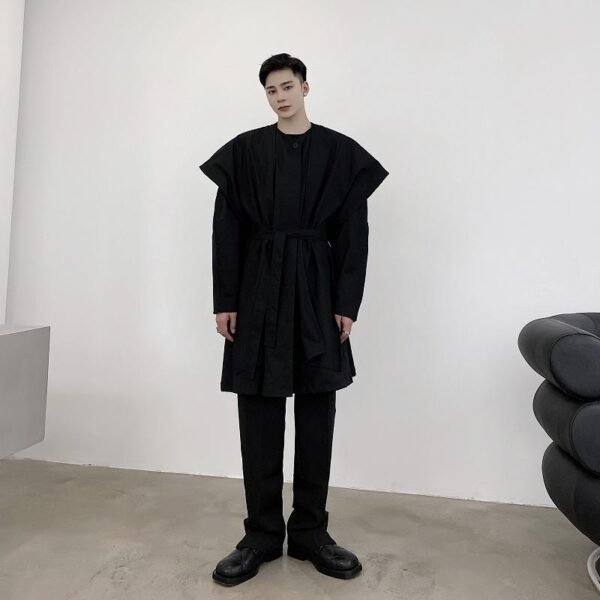 P1453998 Original Design Dark Detachable Collar Personalized Fashionable French Retro Loose Windbreaker