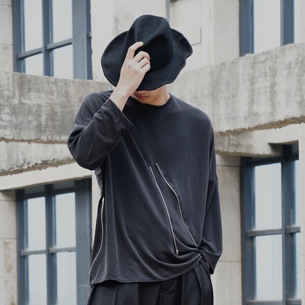 Y035P90 Original Design New Diablo Series Yohji Yamamoto Style Zipper Long Sleeve T-shirt