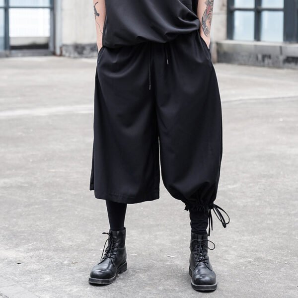 X081P85 Original Diablo Yohji Yamamoto Style Pants with Long Left and Short Right Design Loose Men's Casual Pants