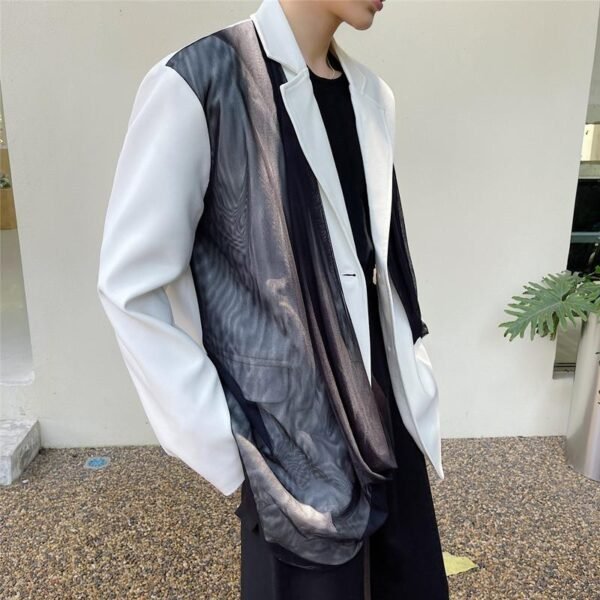 A452 -- 6155 -- p125 new niche design personalized mesh splicing suit fashion silhouette coat