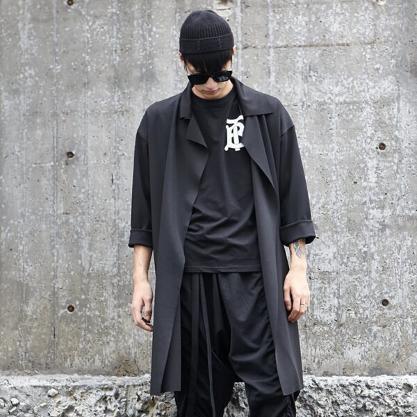 Y011P105 Original New Dark Tide Cool Yohji Yamamoto Style Men's Long Simple Trend Outside Windbreaker