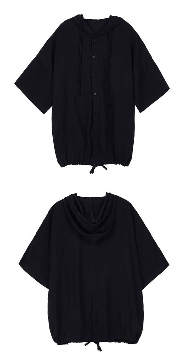 Y048p80 Original Design Dark Yamamoto Style Hooded Loose Off Shoulder Men's Shirt Top