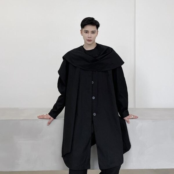 P1453998 Original Design Dark Detachable Collar Personalized Fashionable French Retro Loose Windbreaker