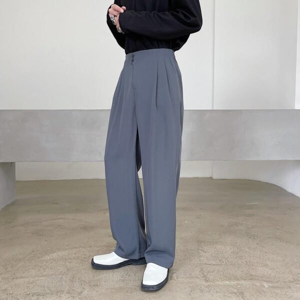 9702-P70 Autumn Simple High-grade Blue-gray Temperament All-match Trousers