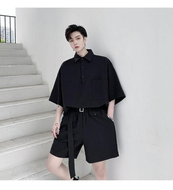 KK1351/P130 Pullover Short Sleeve Shirt Shorts Suit