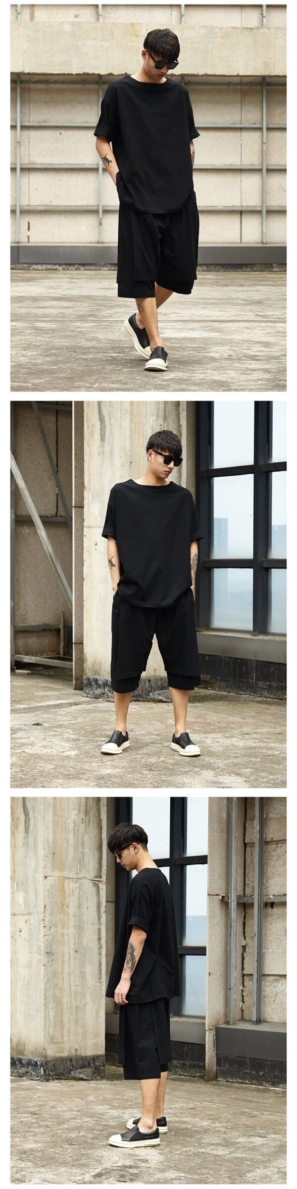 TP13P145  Original Summer Seven Sleeves Men with Loose Linen Day Cotton and Wide LegsSet