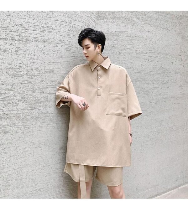 KK1351/P130 Pullover Short Sleeve Shirt Shorts Suit