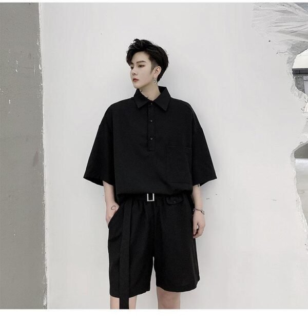 KK1351/P130 Pullover Short Sleeve Shirt Shorts Suit