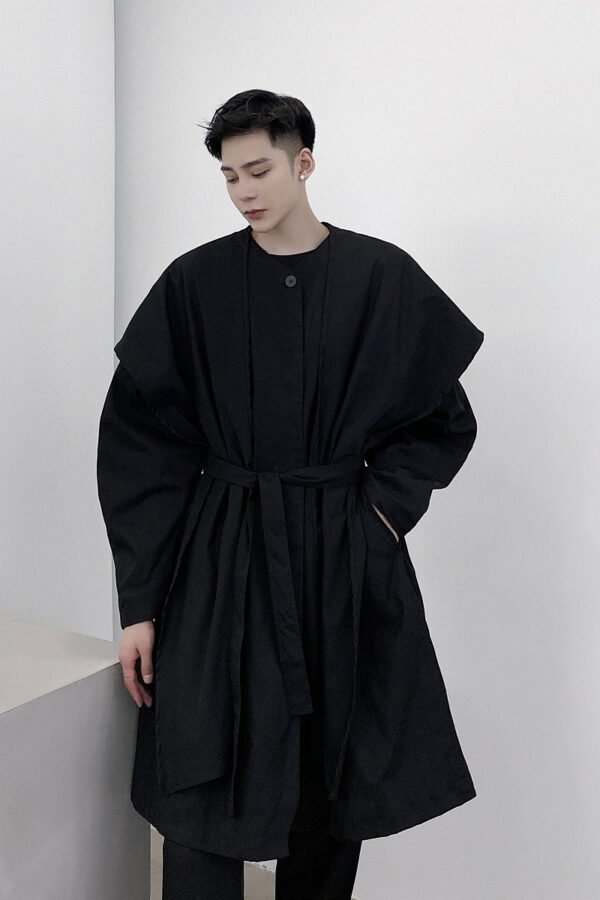 P1453998 Original Design Dark Detachable Collar Personalized Fashionable French Retro Loose Windbreaker