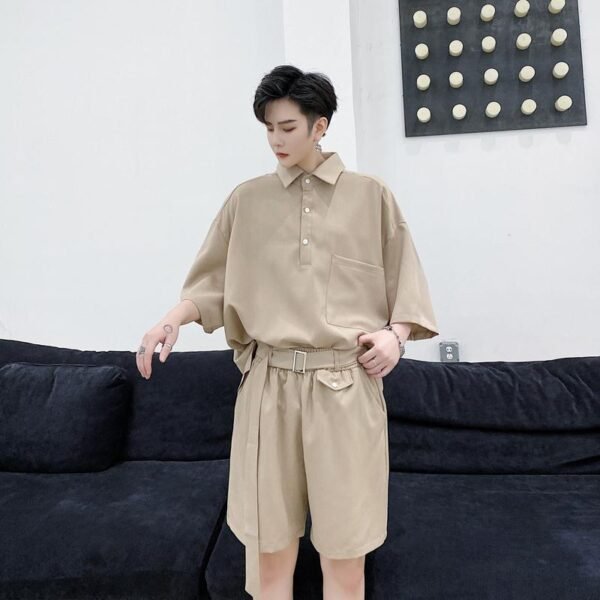 KK1351/P130 Pullover Short Sleeve Shirt Shorts Suit