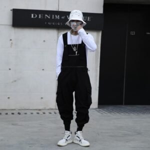 B251-TT90-P138 Dark Functional Wind and More Wear French Ruffian Handsome Detachable Overalls Overalls Trousers