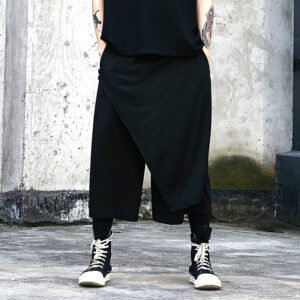 X006p90 Original Design New Men's Loose Casual Wide Leg Pants Yamamoto Style Yohji Dark Skirt Pants