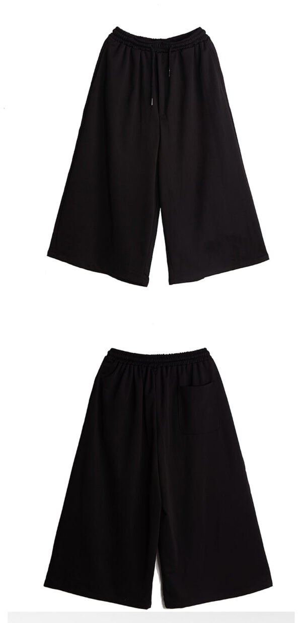 X046P75 Original Design Dark Black Yamamoto Yaoshi Style Men's Leisure Wide-legged Nine-point Pants