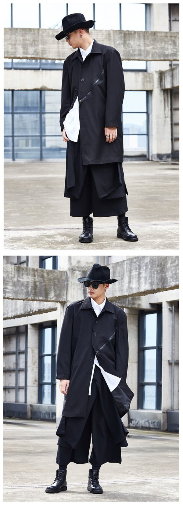 Hy03p165 Original Dark Japanese Oblique Zipper Yohji Yamamoto Suit Coat