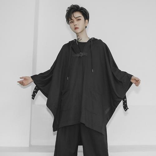 CT675 P85 Autumn/Winter Men's and Women's Tide Ins Loose-fitting Hooded T-shirt Cape Performance Dress Dark Black Youth Jacket