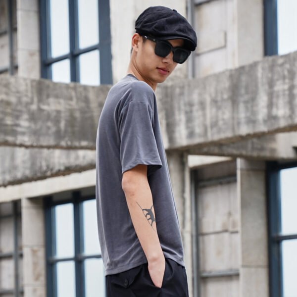 Y043p65 Original Design Dark Round Neck Men's Short Sleeve T-shirt