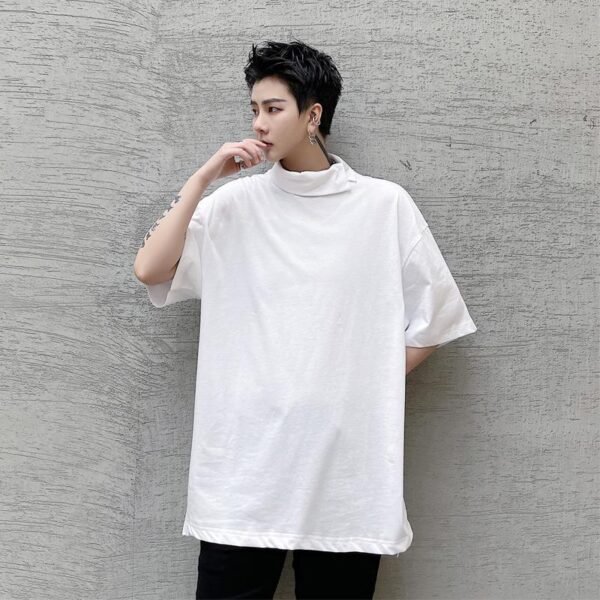 B251-TX306-P70 Slippery Material Drop Feeling Loose Lapel Basic Short-sleeved T-shirt