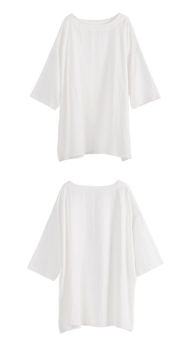 TP1P65 Original Men's Linen Short Sleeve Loose Large Size Sleeve Sleeve Seven-sleeve T Shirt Cotton Linen Half-sleeved Top