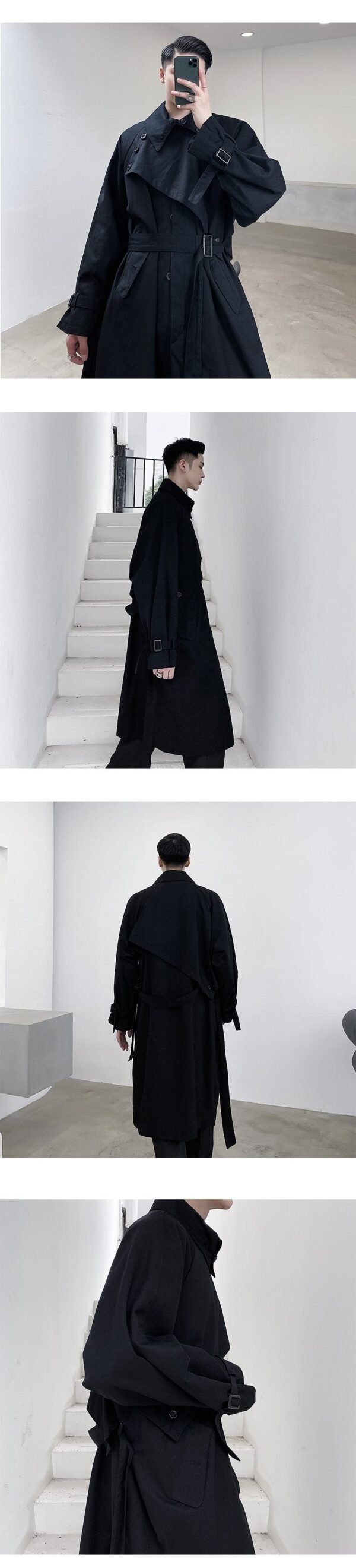 P1453996 Yamamoto Dark Original Personality Lapel Niche Dislocation Duplex Temperament Long Trend Windbreaker