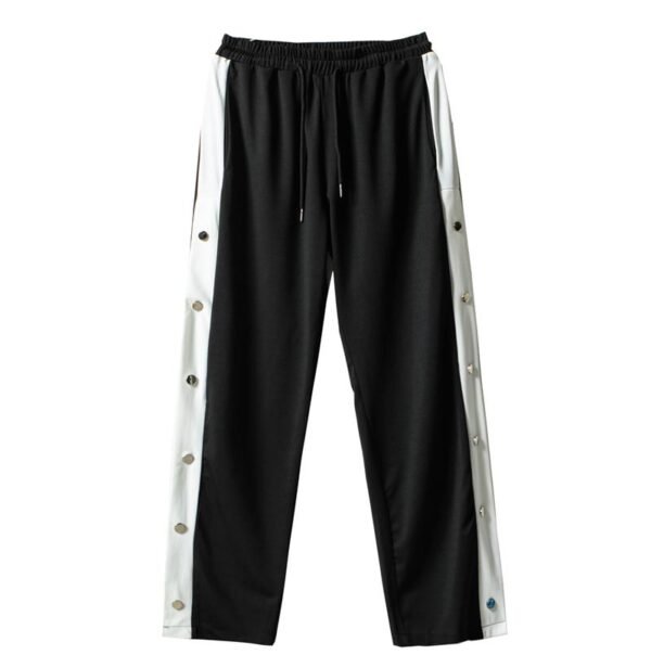 F42-p75 New Fashionable and Fashionable Color Contrast Side Slits Hanging Feeling Wide Leg Casual Loose Straight Pants