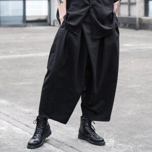 X074p85 Original Design Dark Japanese Yamamoto Style Loose Pleated Straight Tube Men's Casual Pants