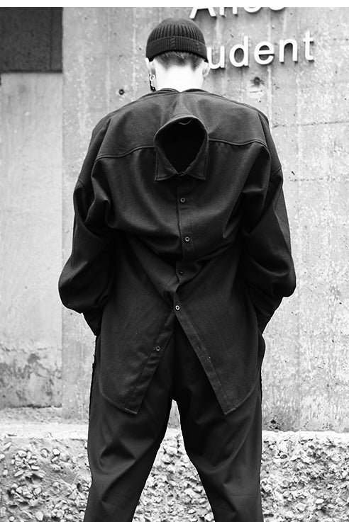 Y009P125 Original New Yamamoto Yohji Dark Japanese Line Positive and Reverse Wearing Maoni Loose Long-sleeved Shirt .