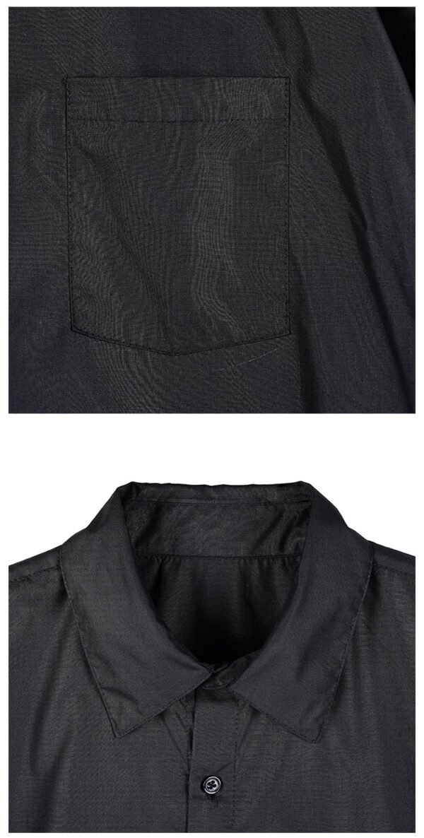 Y038P100 Original Design Dark Black Yamamoto Yaoshi Style Zipper Long Sleeve Long Length Shirt